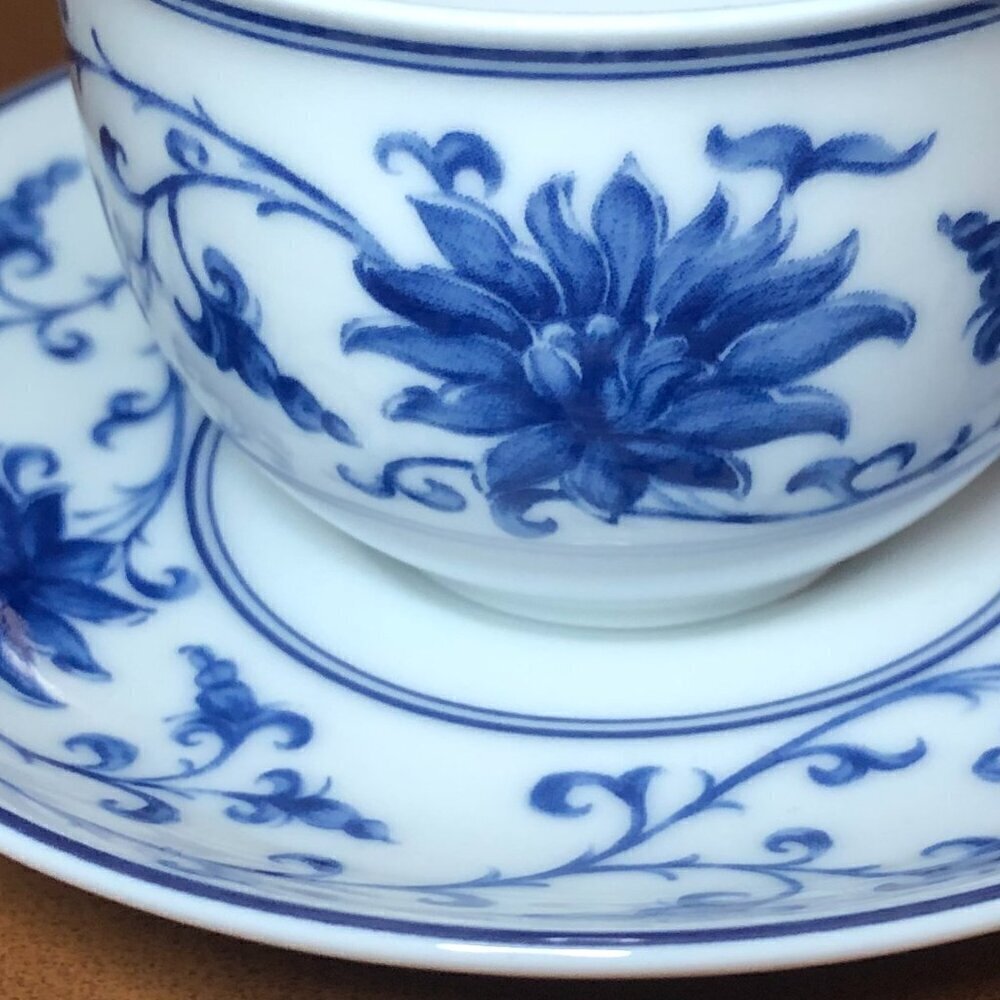 Vista Alegre Flat Demitasse Cup & Saucer Set Lapis Blue/White - Picture 3 of 13